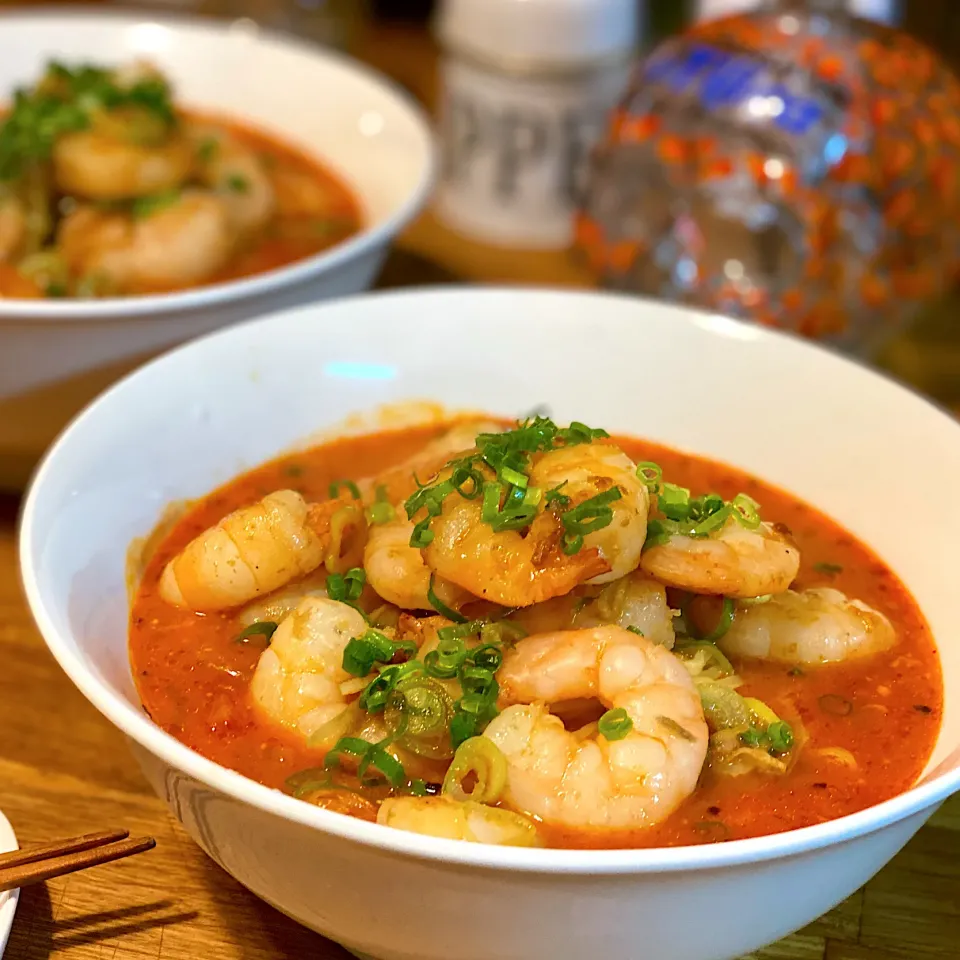 Homemade Ramen Tomato & Miso spicy soup with Prawns #chefemanuel|Emanuel Hayashiさん