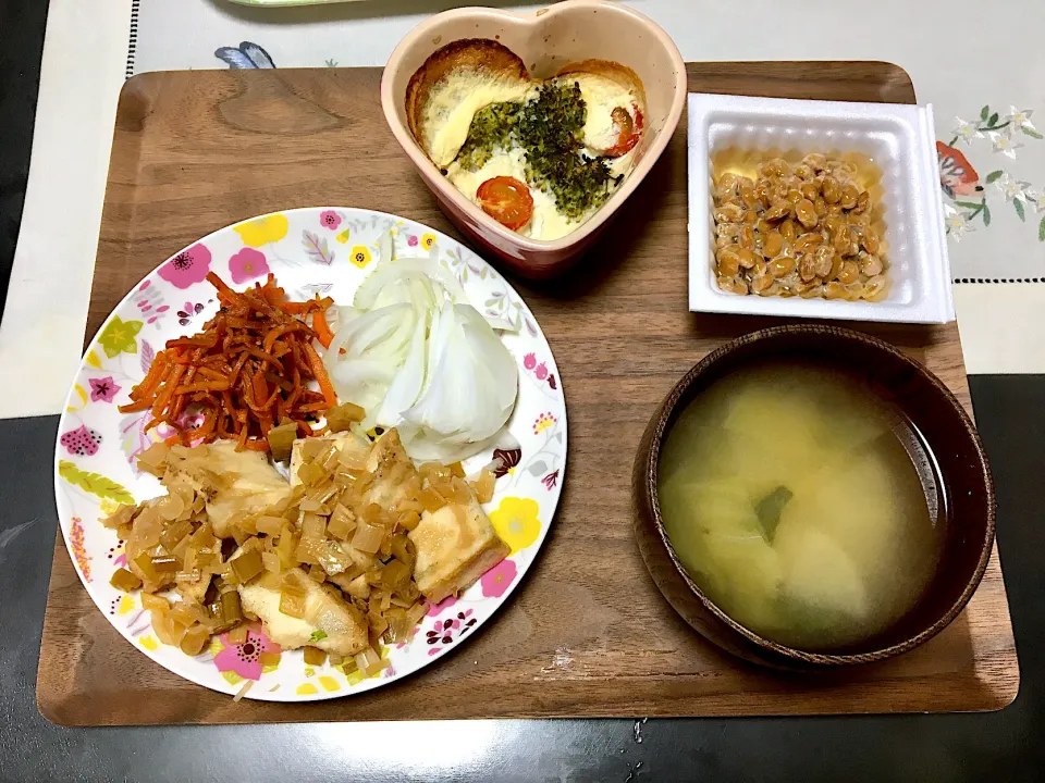 Snapdishの料理写真:動物性・砂糖なし♡高野豆腐の唐揚げネギソースのご飯|みよさん