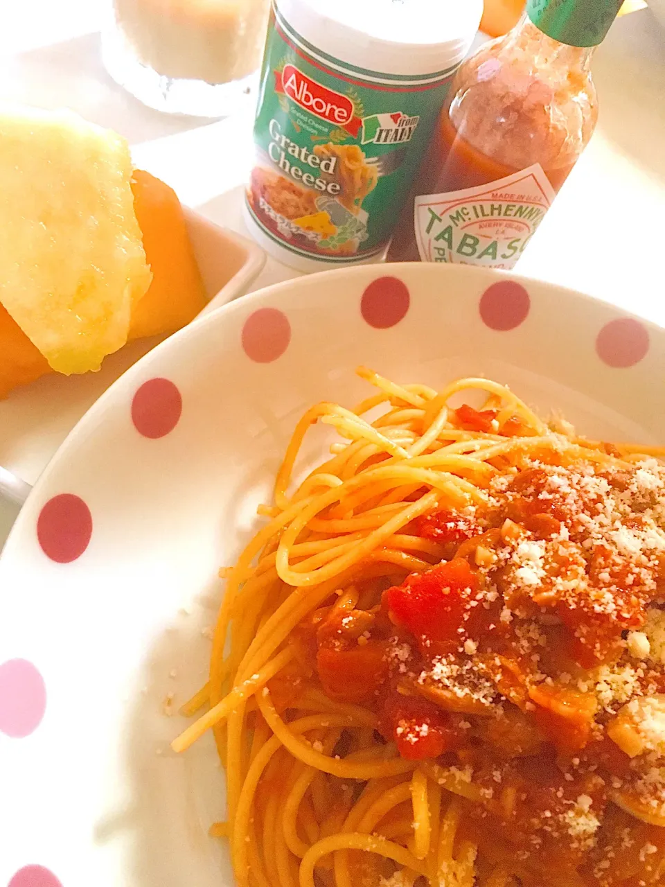 ニンニクトマトパスタ🍅|しろこ🐾໊さん