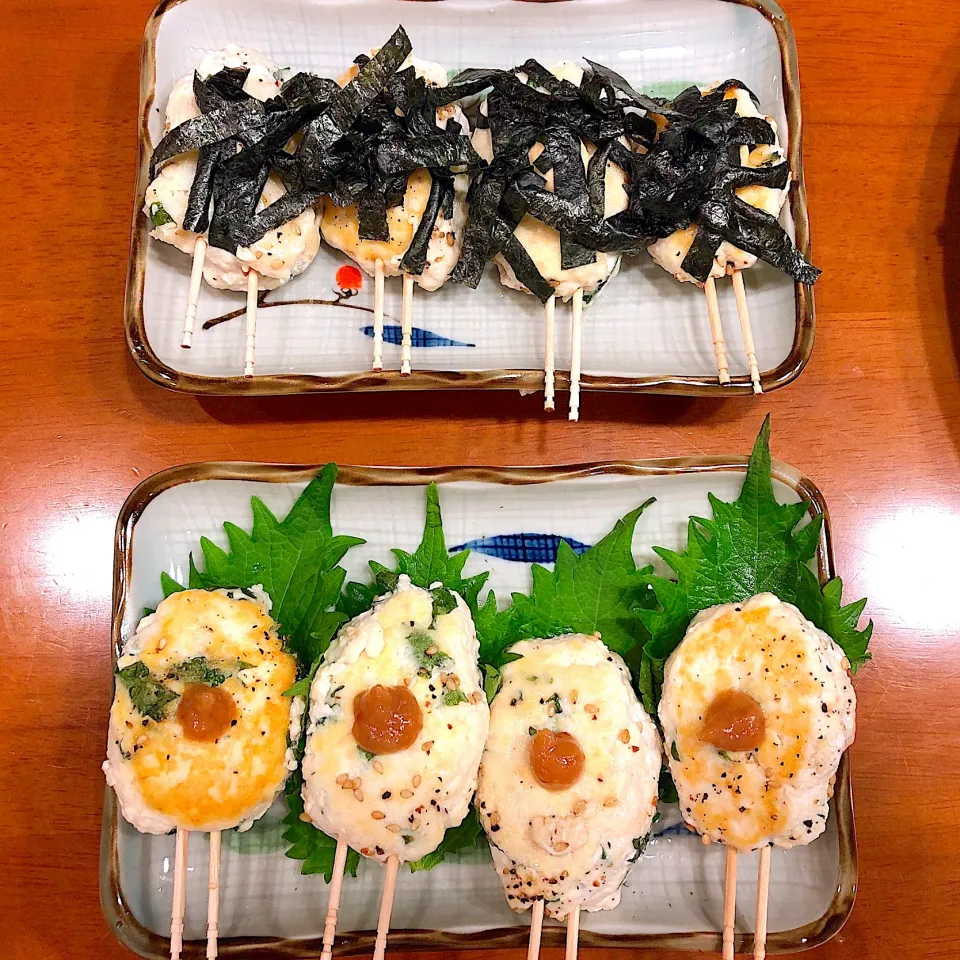 Snapdishの料理写真:海苔明太マヨ＆大葉梅の旨塩つくね|cinnaさん