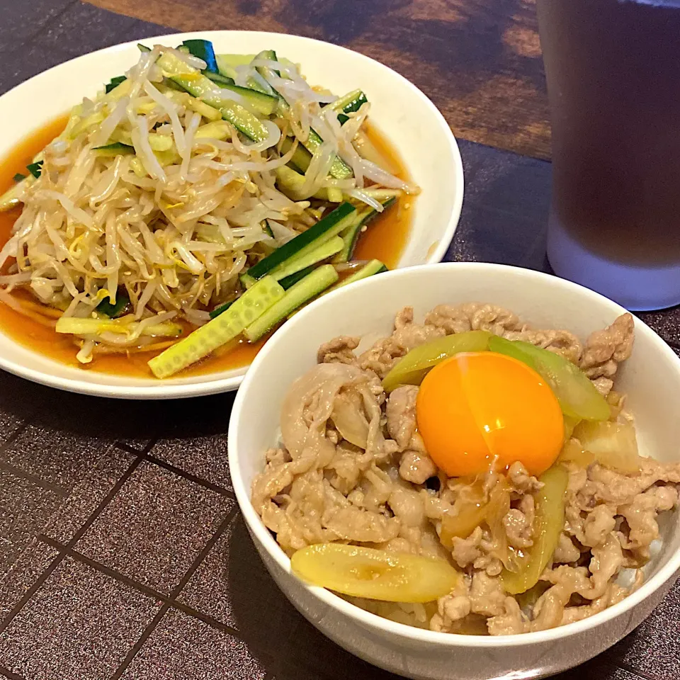 すたみな丼、もやしの中華サラダ|なつこさん