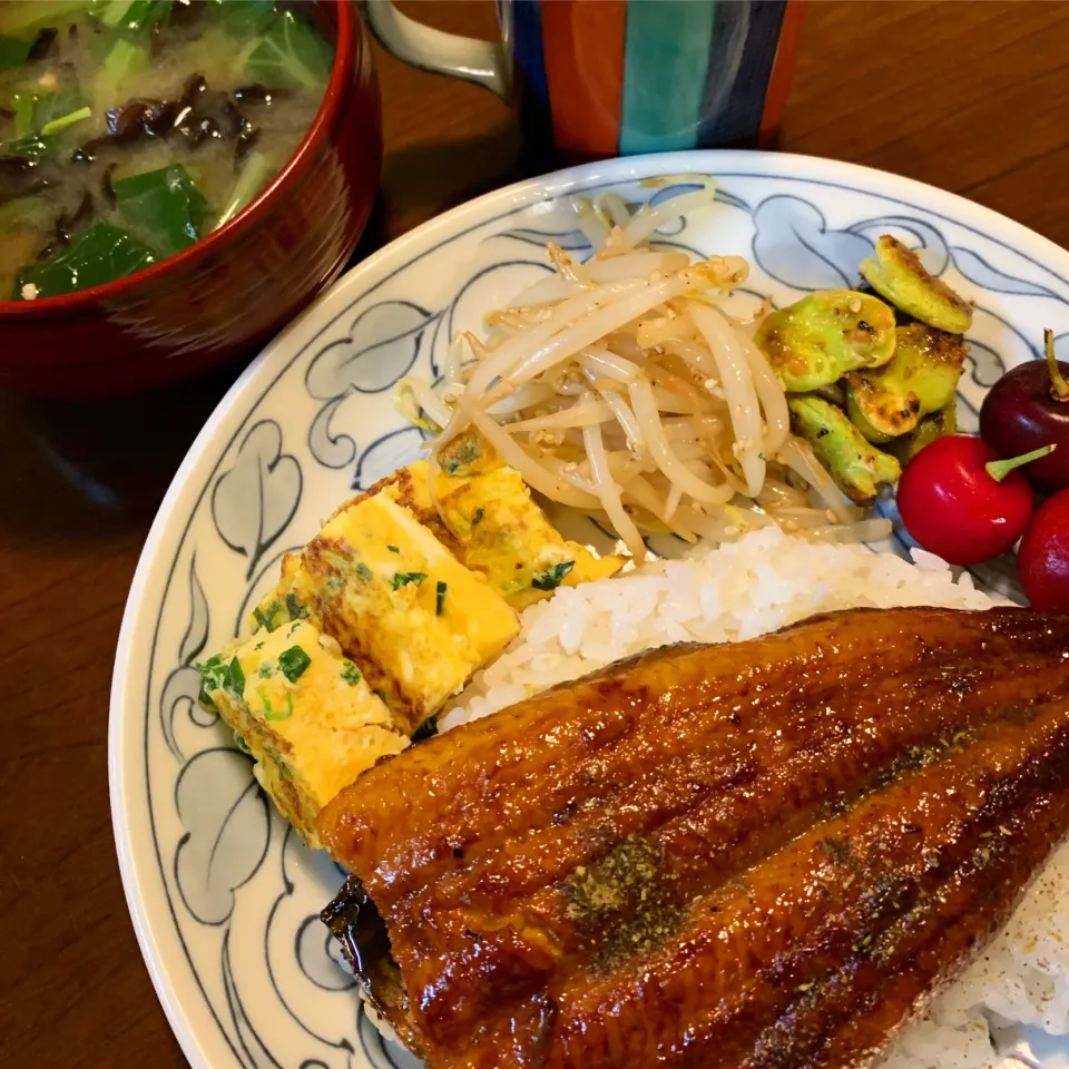 Snapdishの料理写真:うなぎ丼でワンプレートごはん🥢|みっこちゃんさん