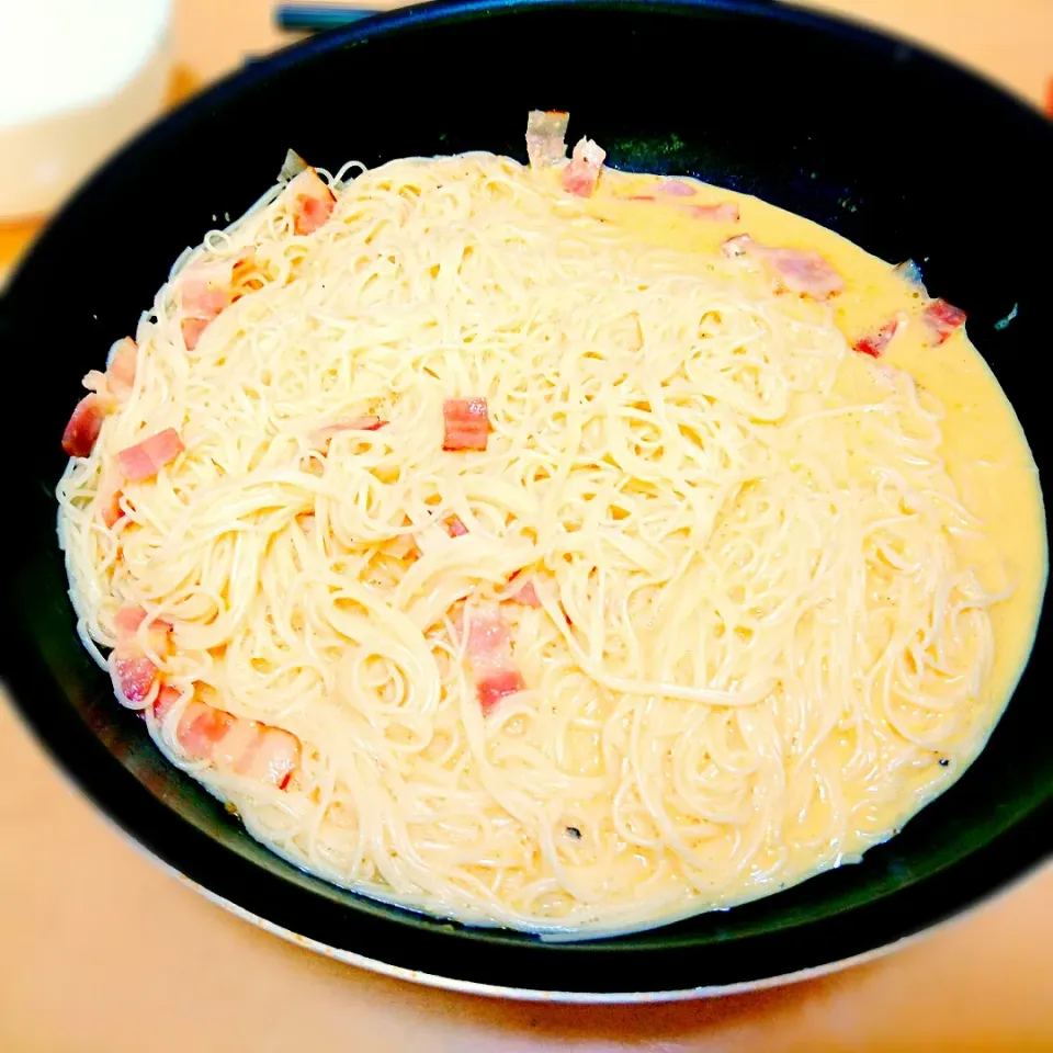 Snapdishの料理写真:カルボナーラ風そうめん|early tasteさん