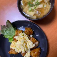 チキンの新玉ねぎタルタルとにゅうめん|るるぽんさん