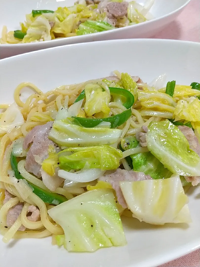 ☆今日の晩ごはん☆　『おきたごはん』　おうちで本格！　ねぎ塩焼きそば|hamamaさん