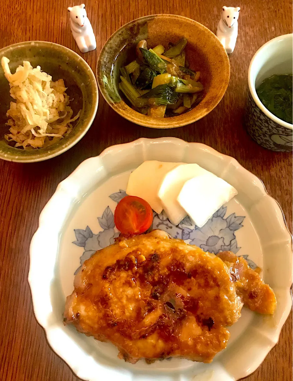 晩ごはん #豚肉味噌焼き  #ギルトフリー料理に挑戦  #ギルトフリー  #野菜たっぷりの副菜で|小松菜さん