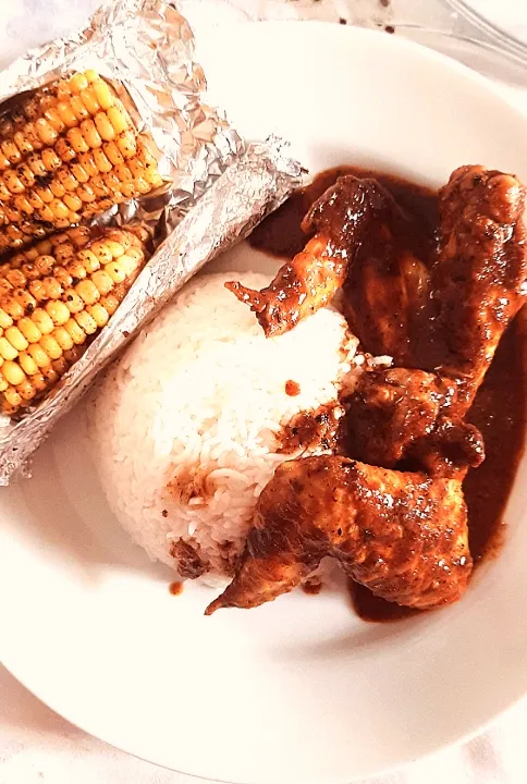 Qurrat's dish Home made# Peri Peri Chicken# Corn Grill# Rice.|Qurratさん