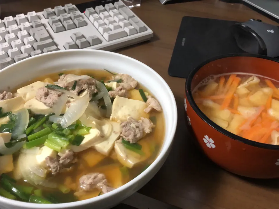 肉豆腐・人参と油揚げの味噌汁|a-parkさん