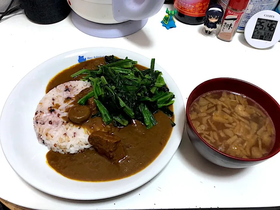 カレー+ほうれん草トッピング|しのぶさん