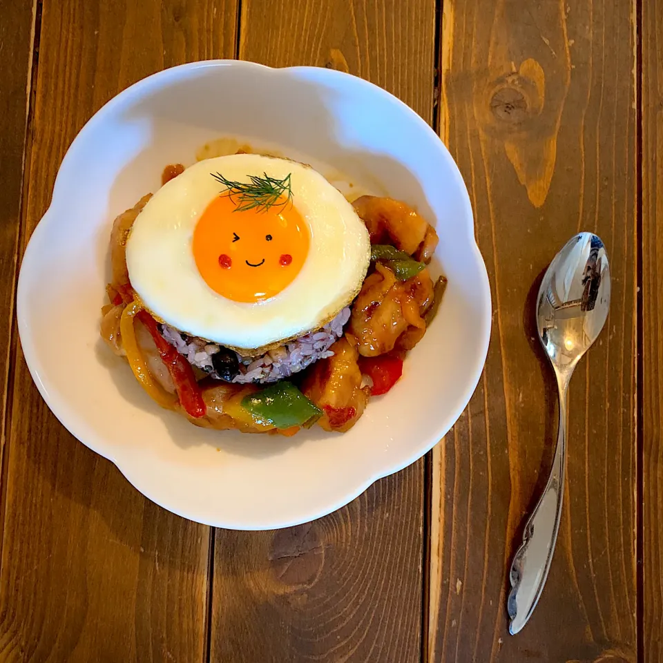 Snapdishの料理写真:カラフル照り焼きチキン丼💕|ともさん