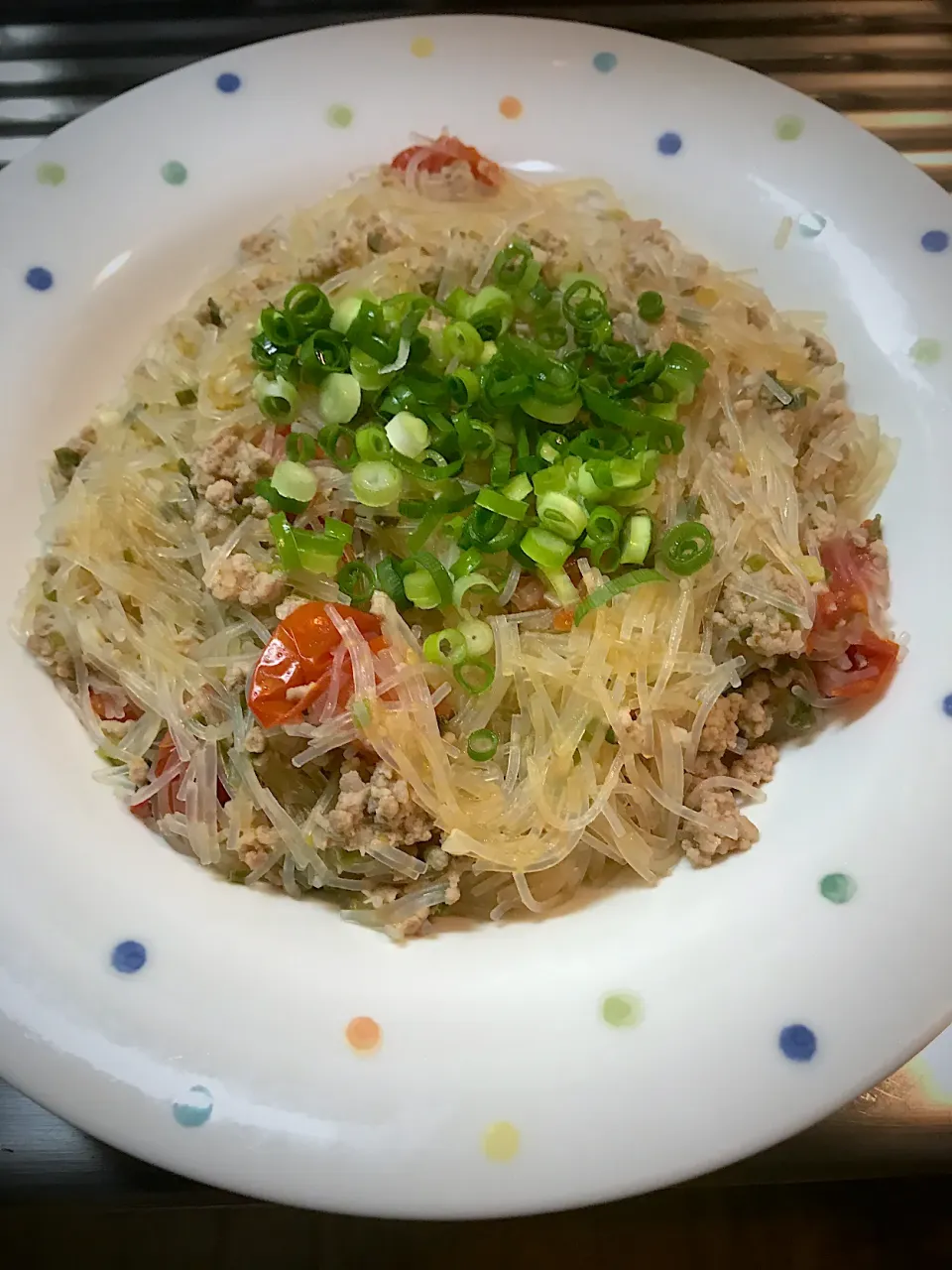 挽肉、トマト、春雨の炒め煮|藍原 竜太さん