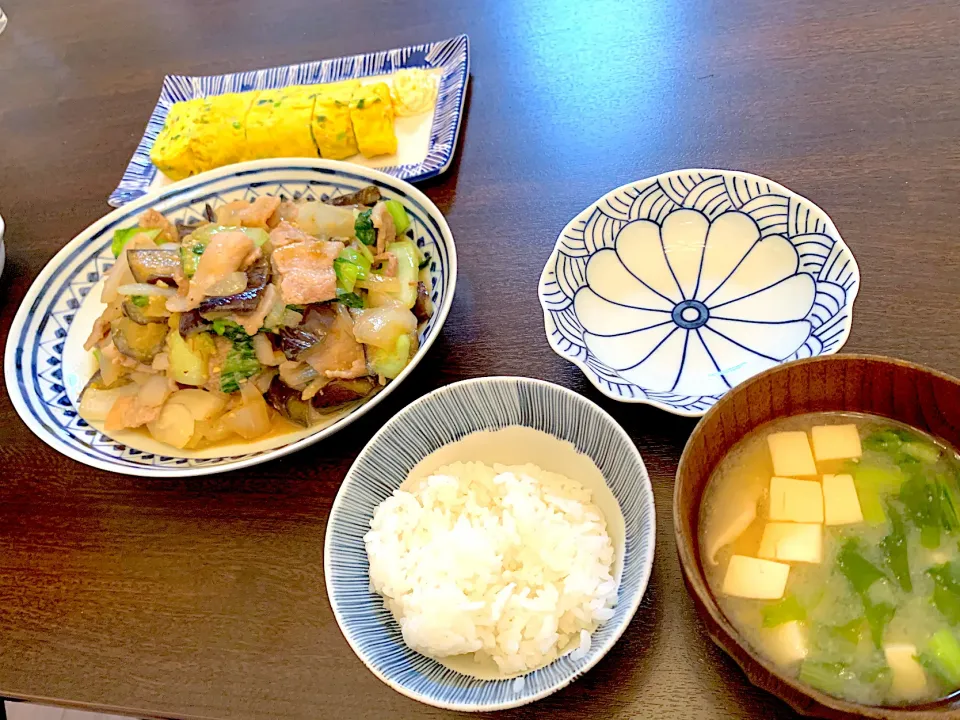 豚肉と野菜の味噌炒め　ネギ入りだし巻き卵　お味噌汁|NAKATAさん