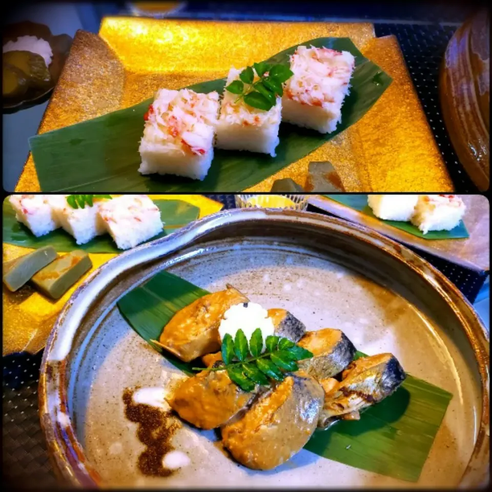 カニの押し寿司
子持ちニシンの酒粕煮|🌿あかしろみどり🌿さん