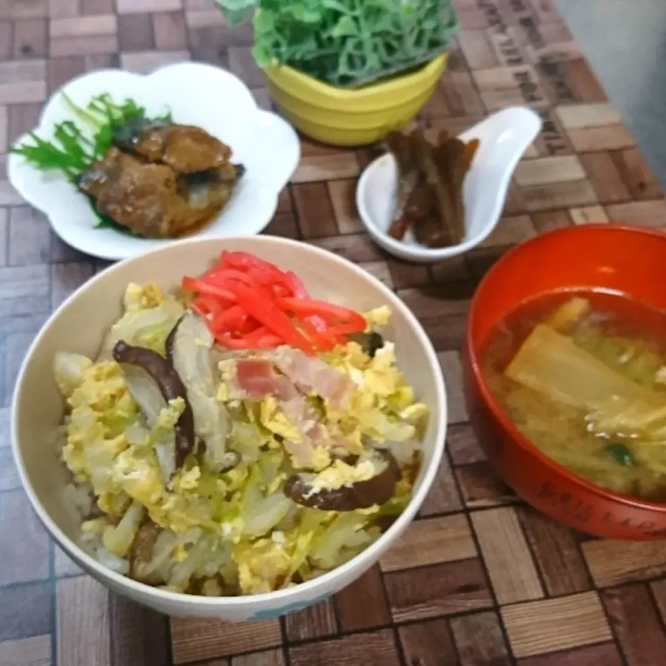 ぱぱっとキャベたま丼 😋|fumiさん