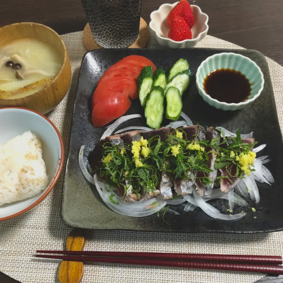 5/17 晩ご飯：カツオのたたき|ななみんさん