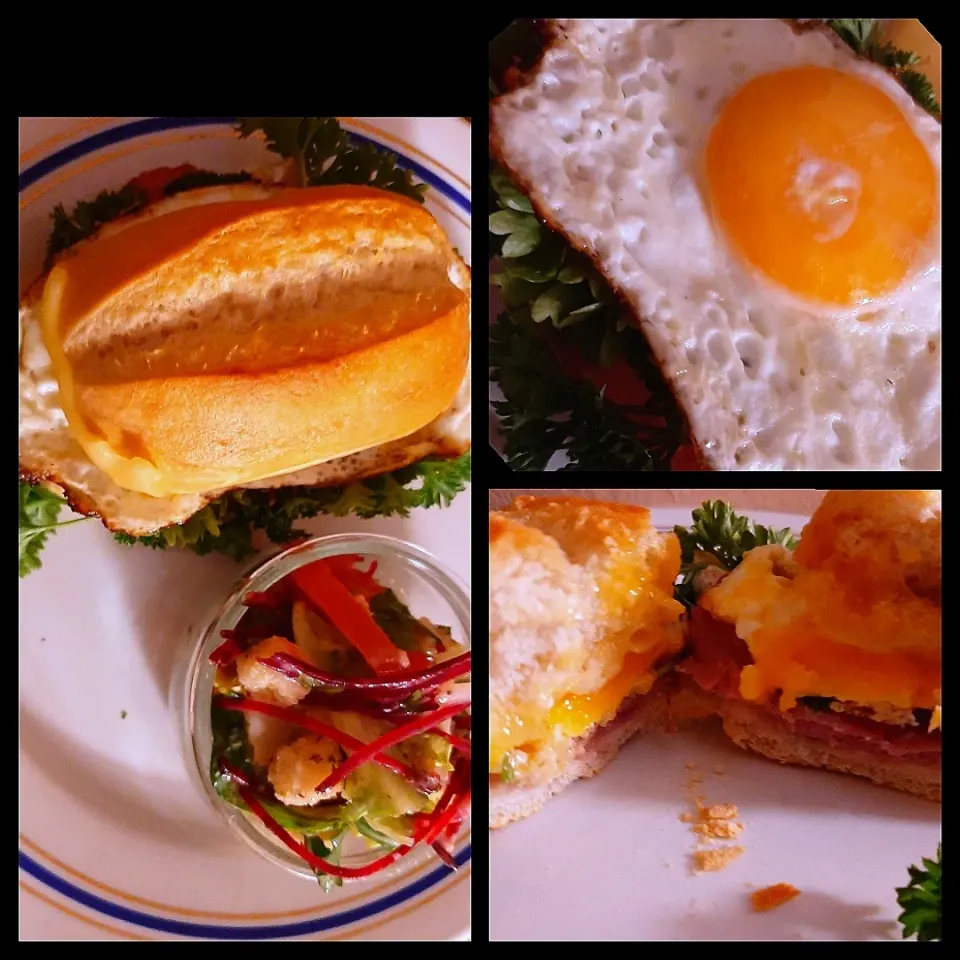 Snapdishの料理写真:Fried egg sandwich ❤|Momoさん