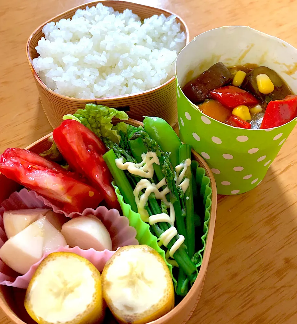 わたしお弁当🍱夏野菜カレー🍛|ふみぃさん