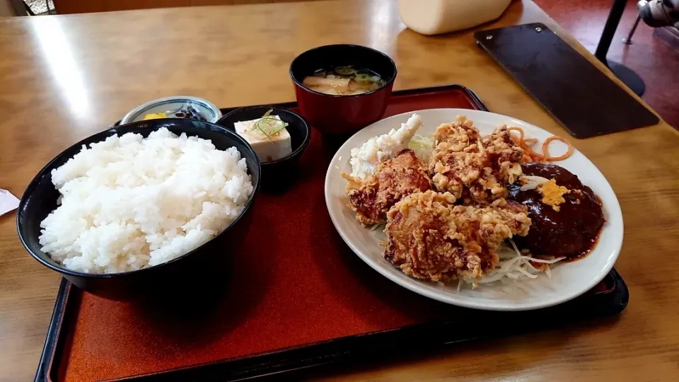 京都府宇治市小倉「満腹屋」唐揚げ&ハーフ定食ライス大|たかしさん