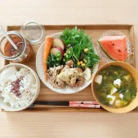 Snapdishの料理写真:大豆のお肉でヴィーガン定食|あいさん