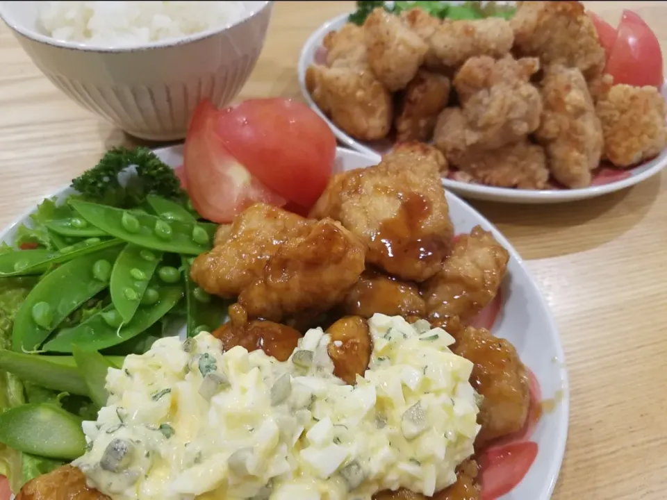 がっつり鶏ムネで唐揚げ&鶏南蛮|ひんひさん