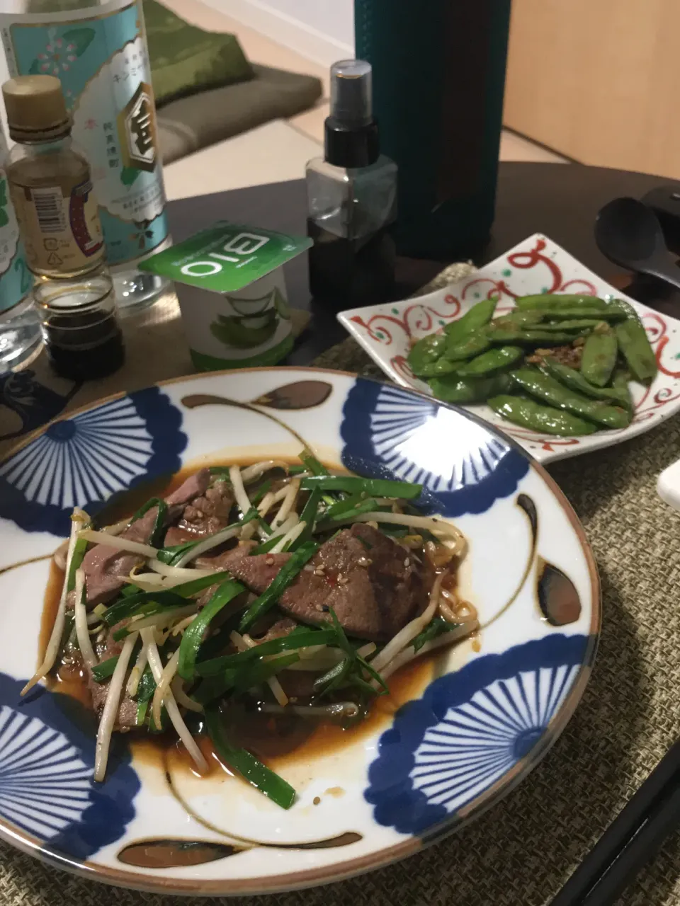 サヤインゲンの炒め物とハツレバ焼肉|くろさん