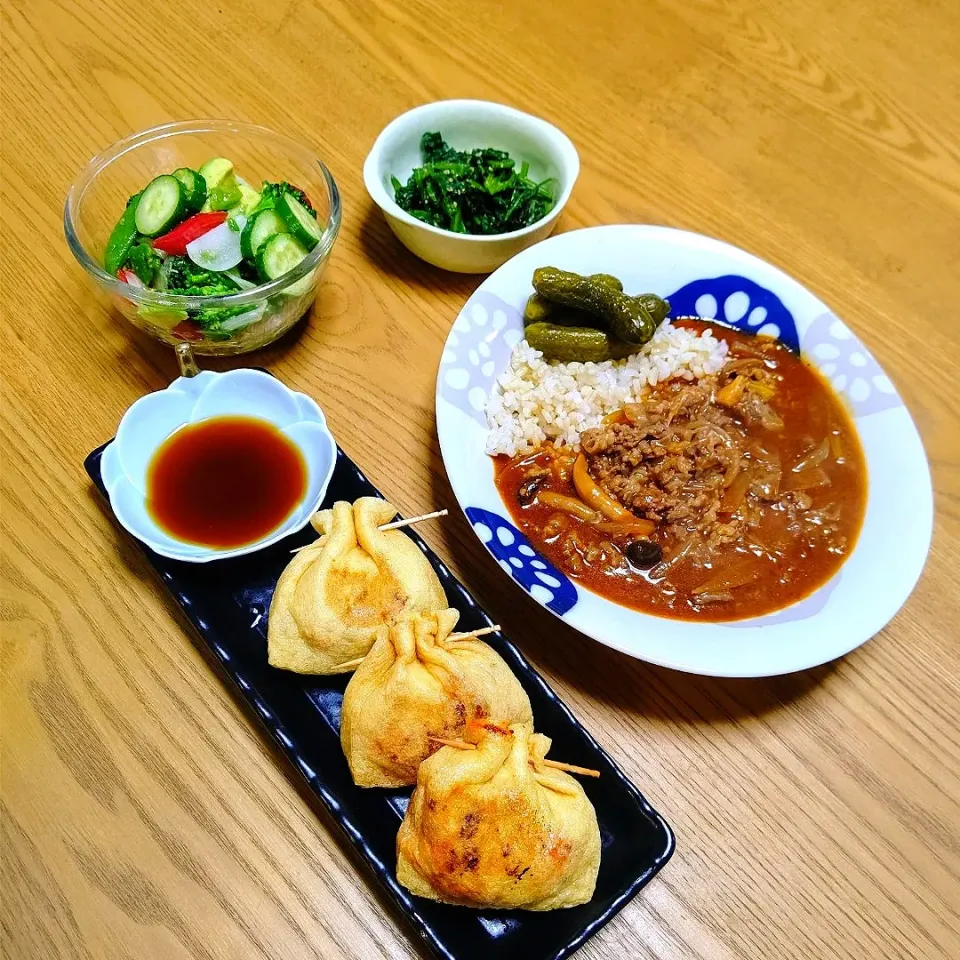  『納豆キムチーズいなり焼き&アボカドと野菜のマリネサラダ』|seri-chanさん