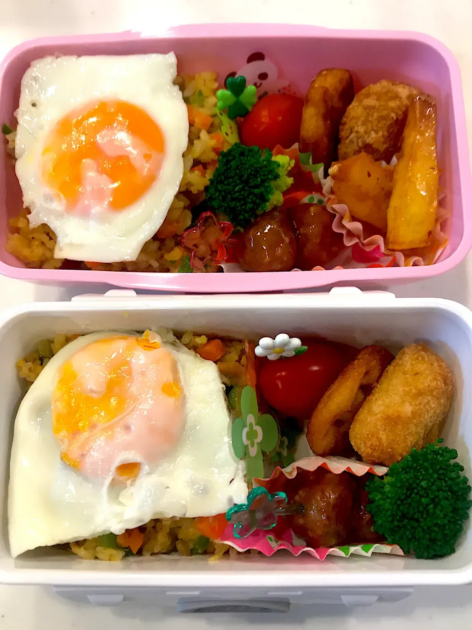 カレーピラフ&目玉焼きのお弁当🍳🍳😋|Michiko Okamotoさん