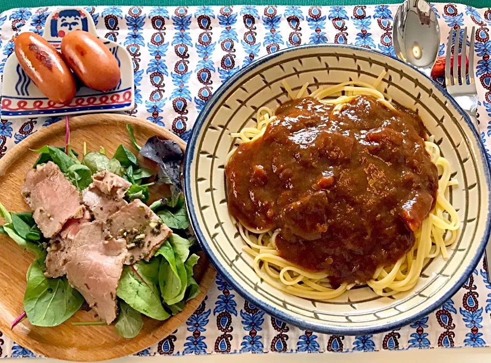 【お昼ごはん】カレーパスタとローストビーフサラダ|Nagashima  Yukoさん