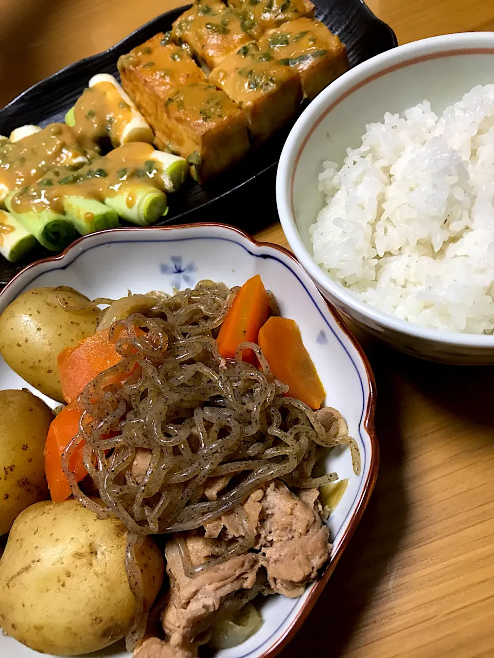 肉じゃが&厚揚げのネギ味噌焼き|sinさん