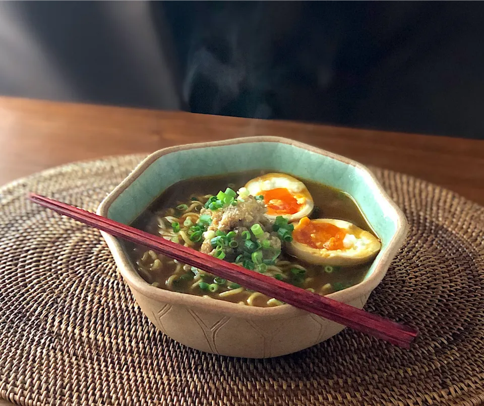 Snapdishの料理写真:台湾ラーメン🍜肉味噌、2日漬け味玉のっけ|マユマユさん