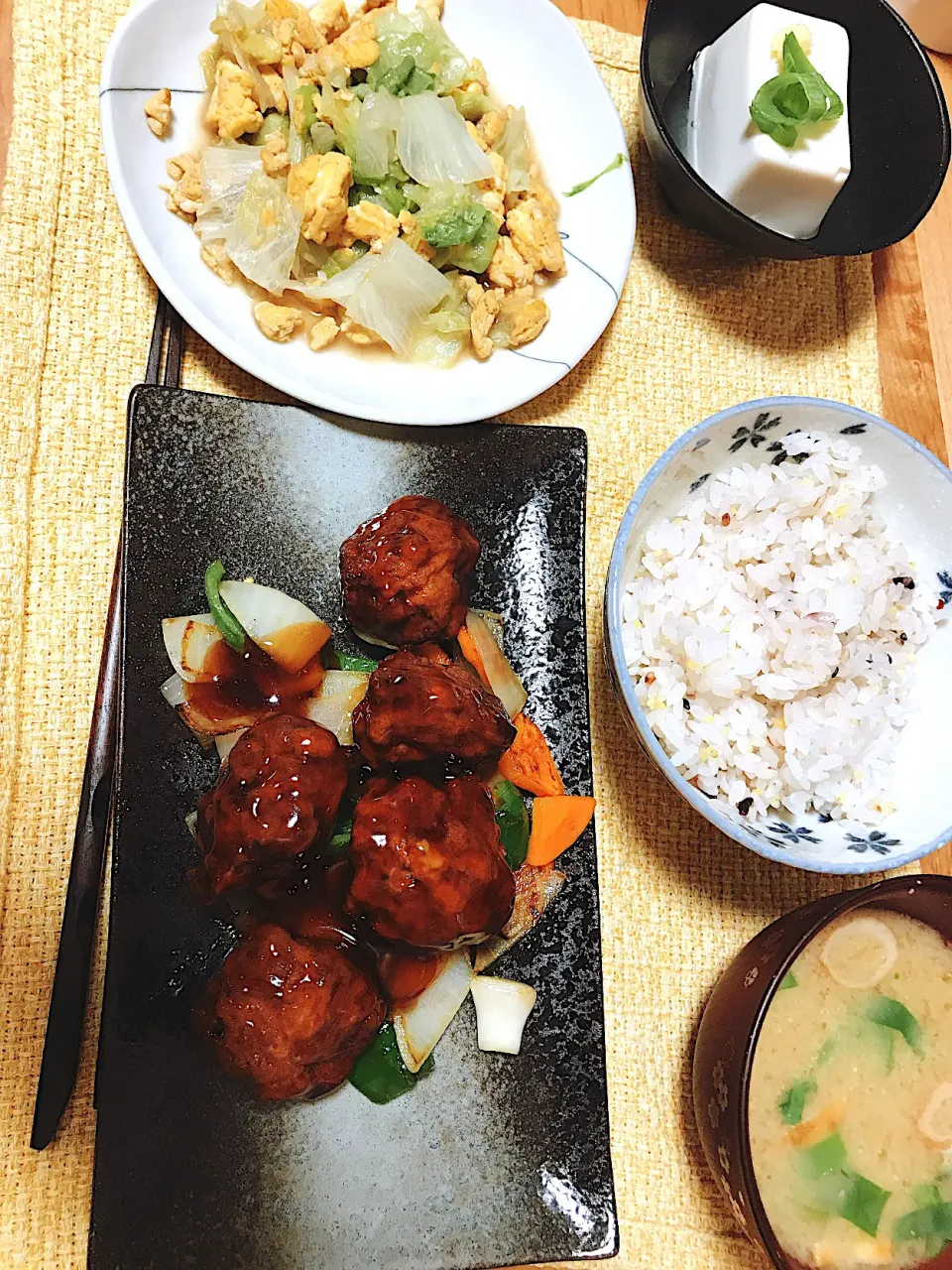 肉団子と野菜の甘酢餡かけ定食|TAKAAKIさん