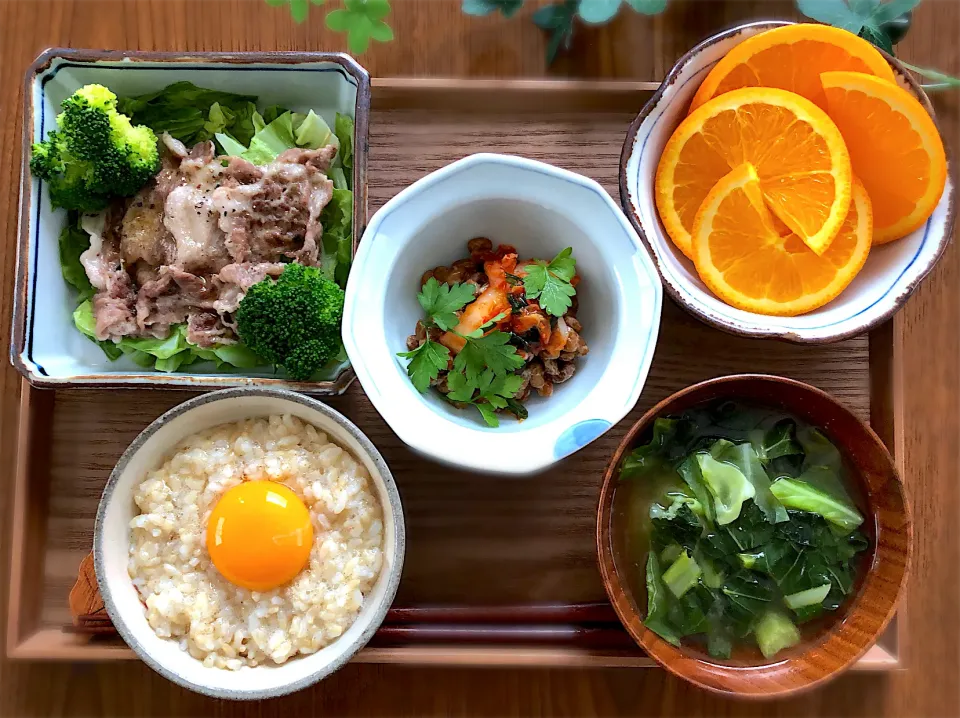 卵かけ玄米ご飯の朝ごはん|ゆみさん