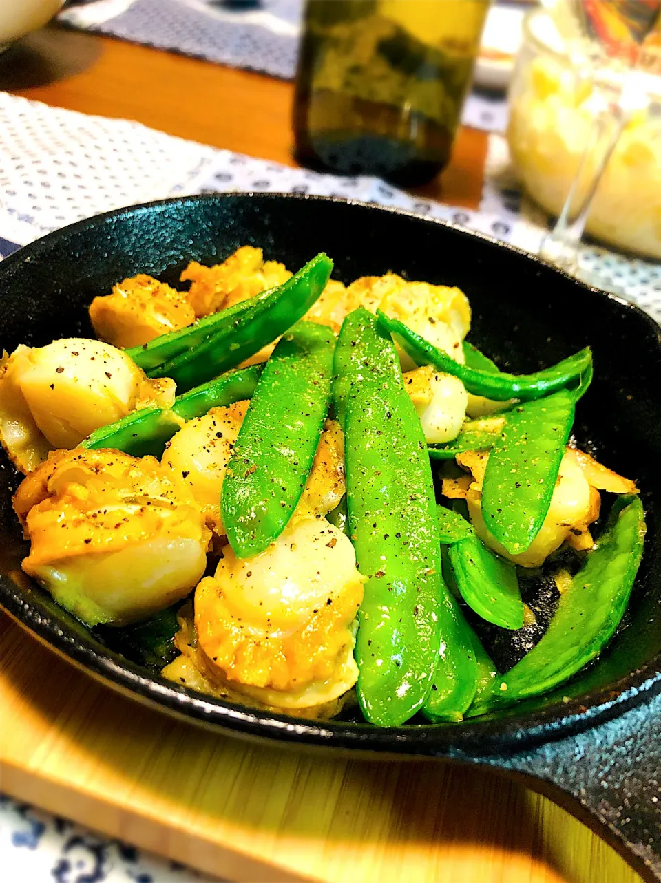 ベビー帆立と絹さやのガーリック炒め|Norikoさん