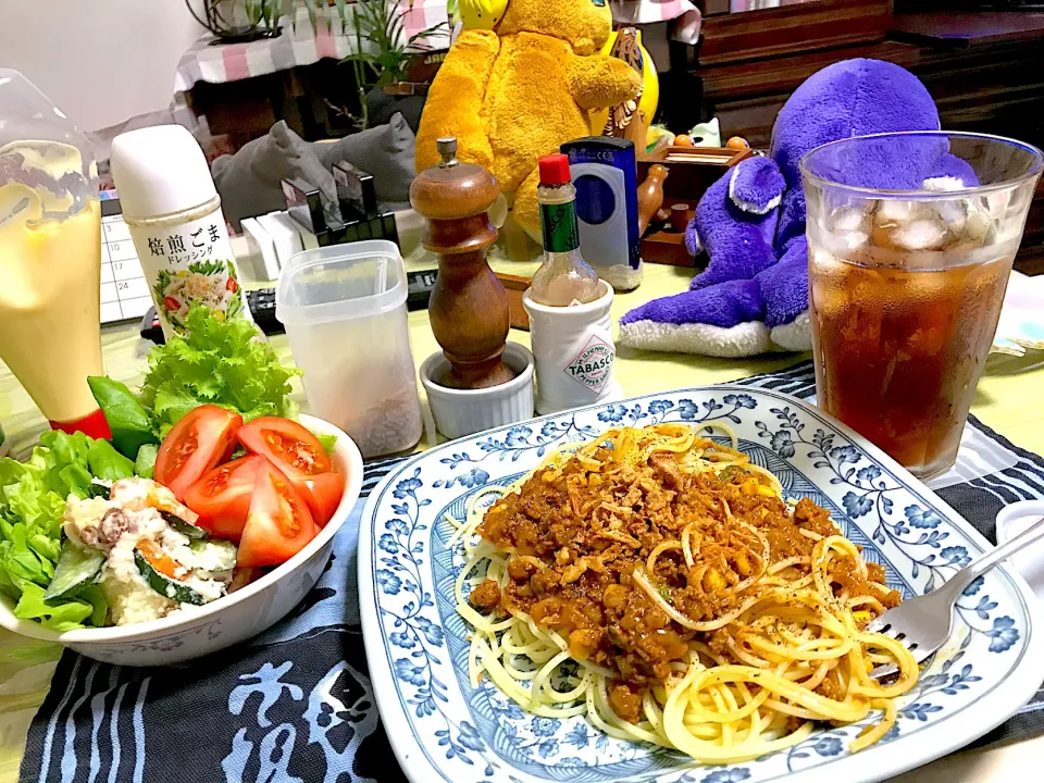 ミートソースパスタ&サラダ|つばささん