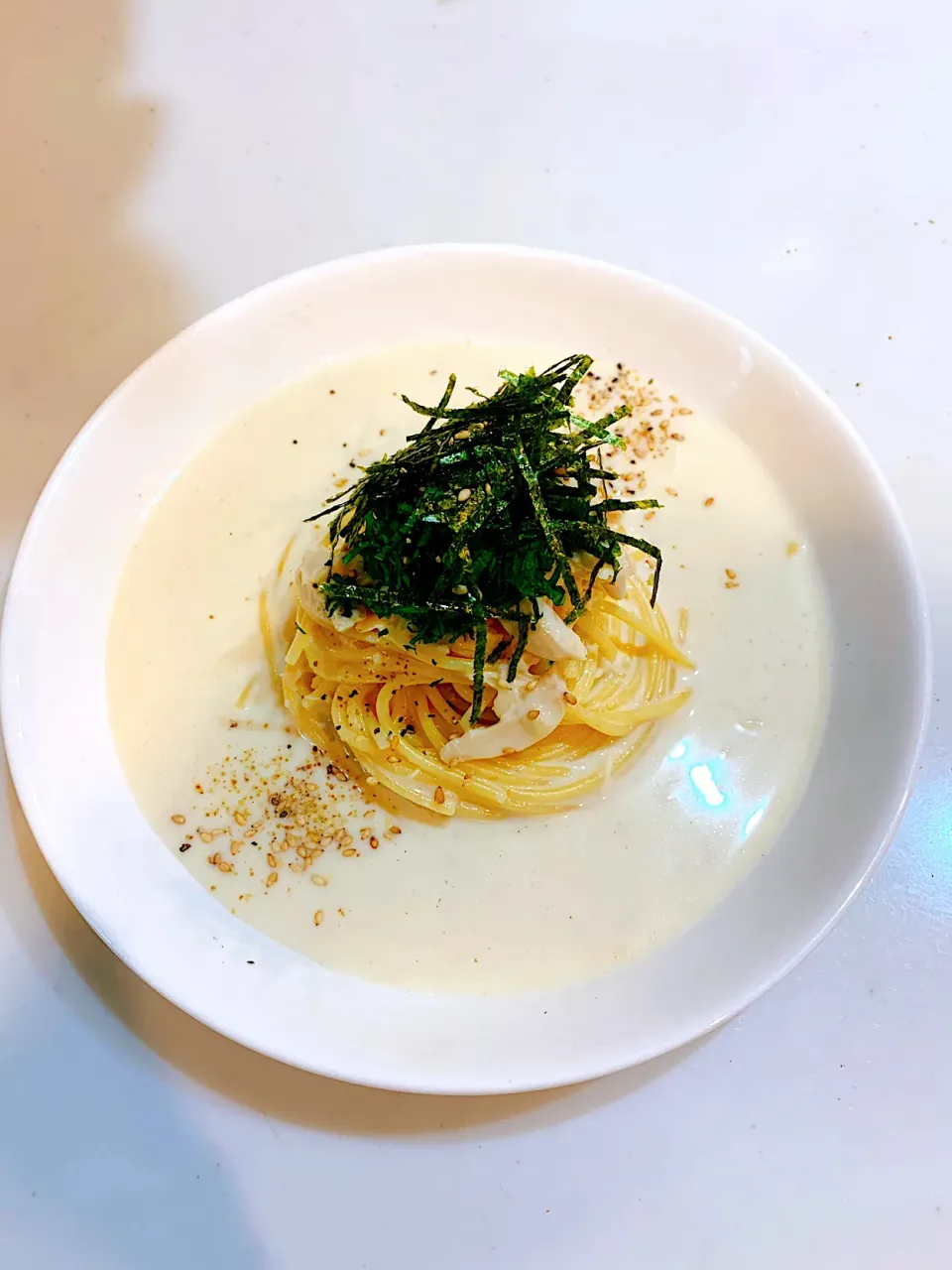 蒸し鶏のみそクリームパスタ|たけださん