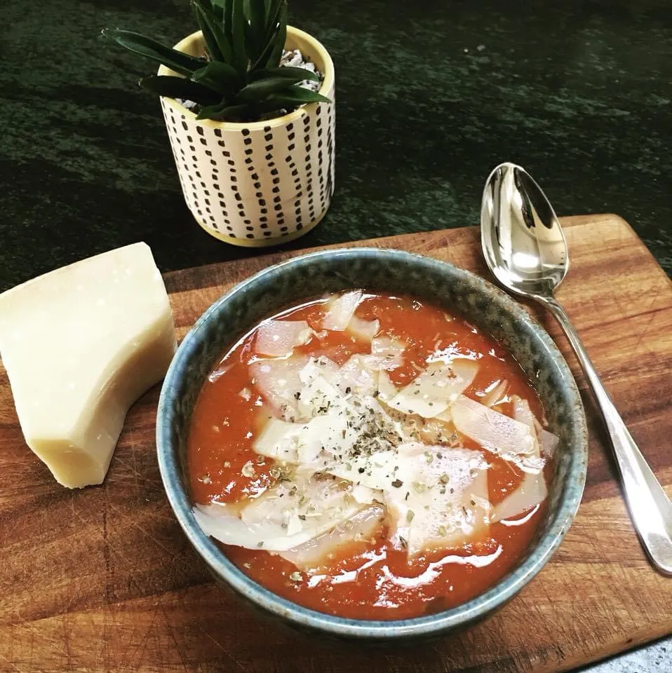 Tomato Bisque Soup made with fresh home roasted heirloom tomatoes from the garden|🌺IAnneさん