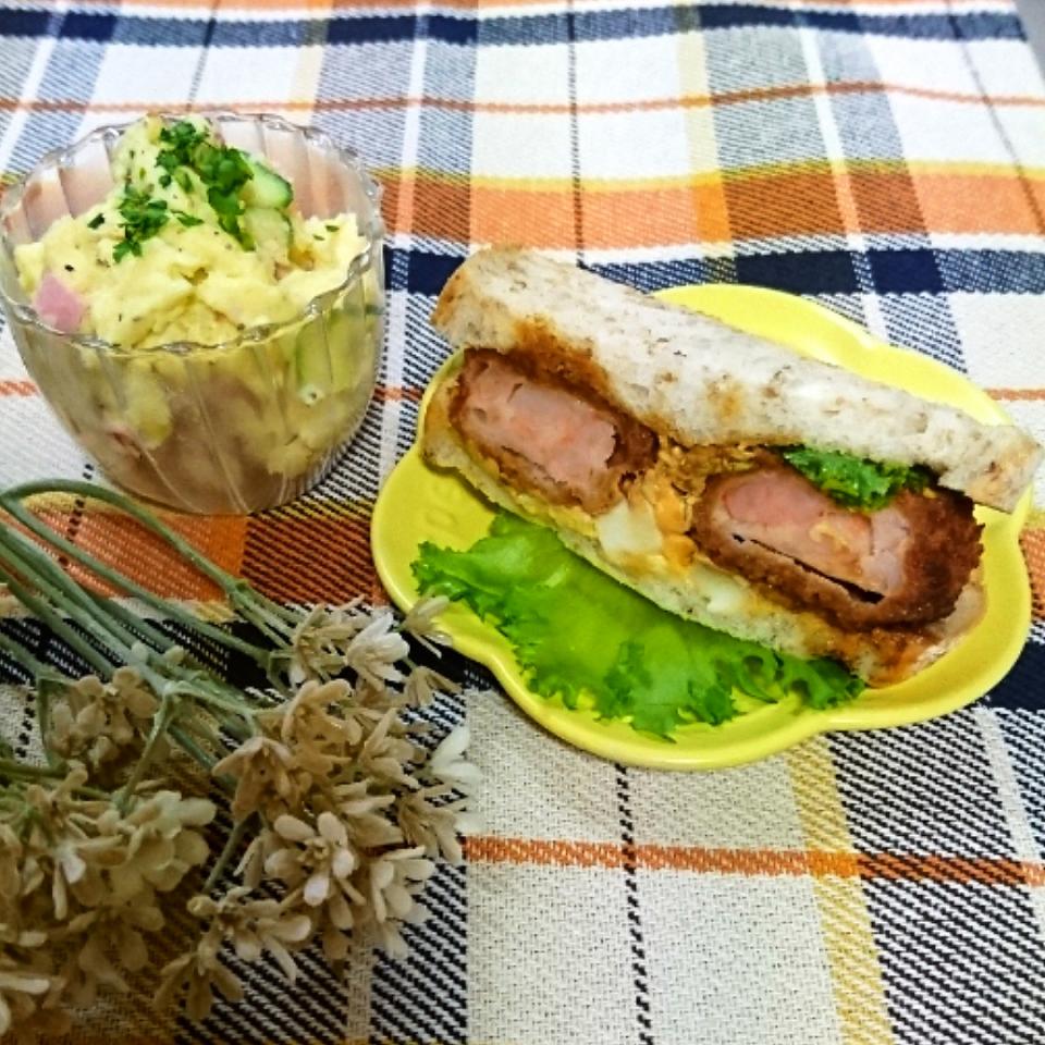 えびカツサンドDE晩ごパン😋