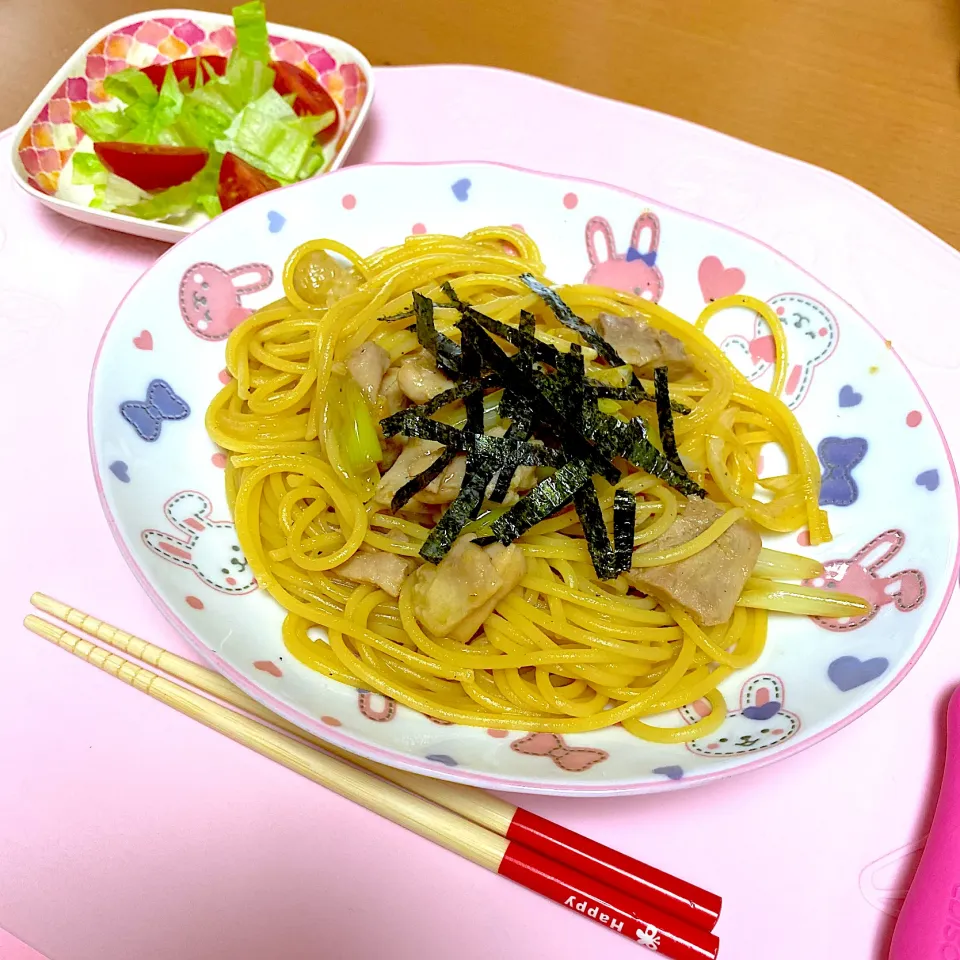 3歳娘ご飯　鶏と長ネギのパスタ|かなママさん