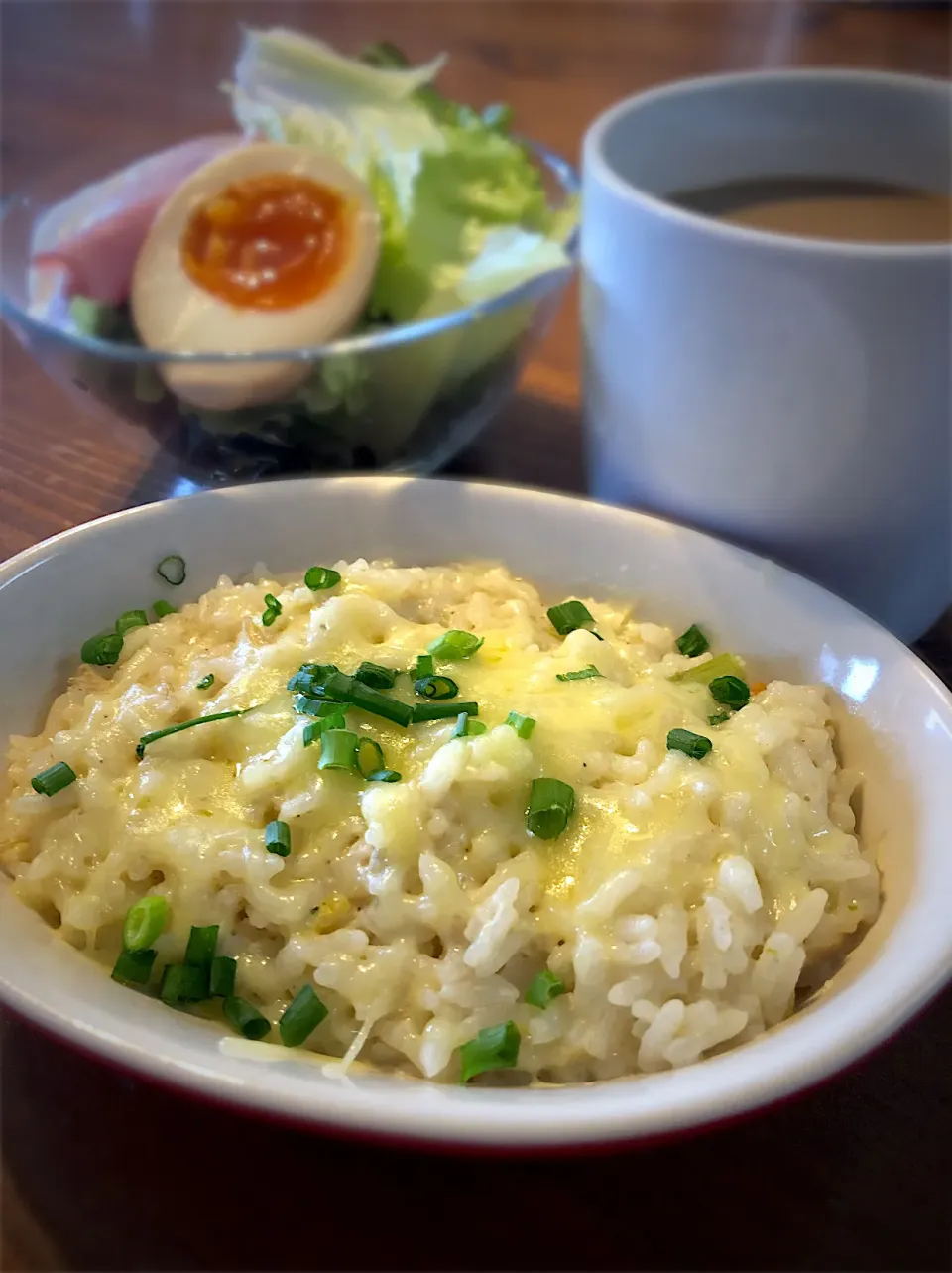 Snapdishの料理写真:5/22の朝食　豆乳リゾット|yoneさん