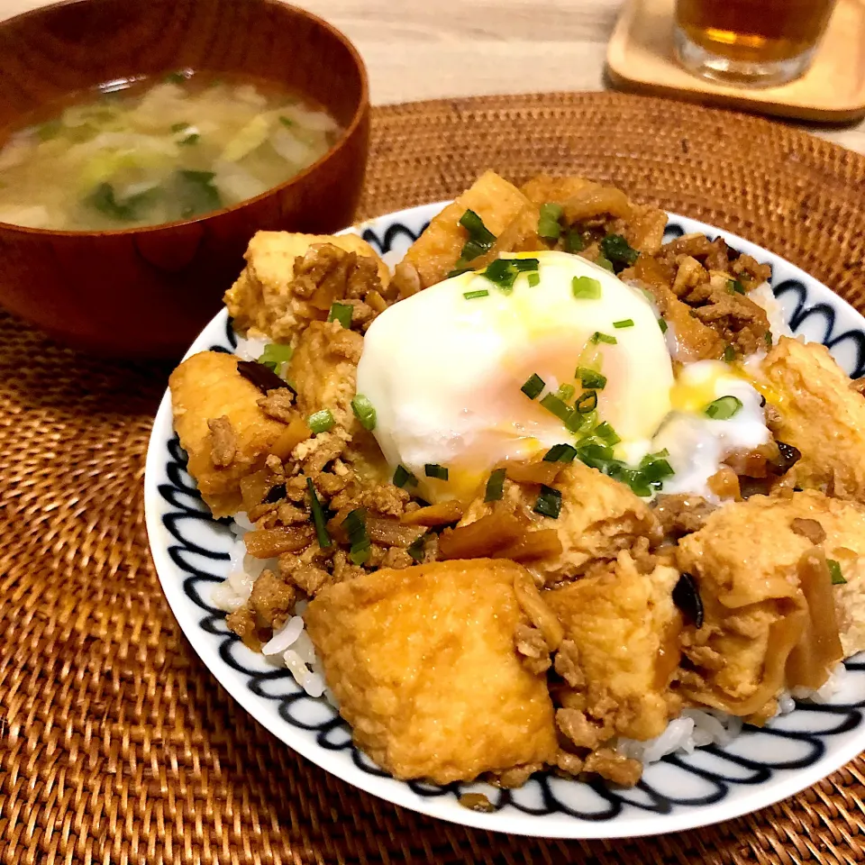 レンチン麻婆豆腐丼の夜ごはん|ゆかｕさん