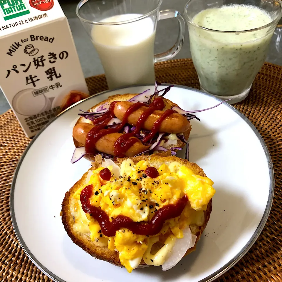 パン好きの牛乳🥛と朝ごぱん😋|nao子さん