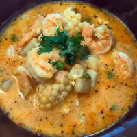 Snapdishの料理写真:Peruvian Shrimp and Corn Chowder (Chupa De Camarones)|Megan Brinegarさん