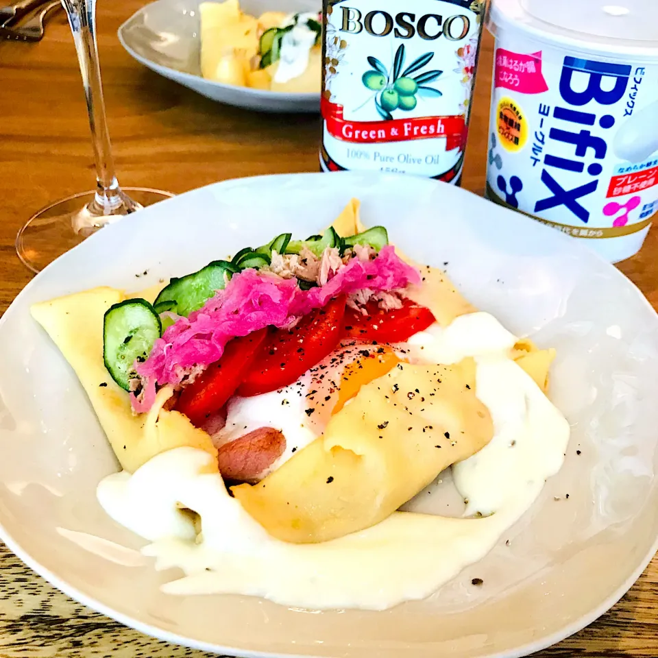 オリーブヨーグルトソースでクレープブランチ|夢酒(ムッシュ)さん