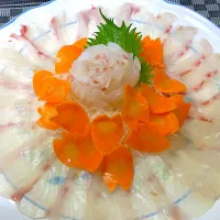 Snapdishの料理写真:タイの薄造り|makotoさん