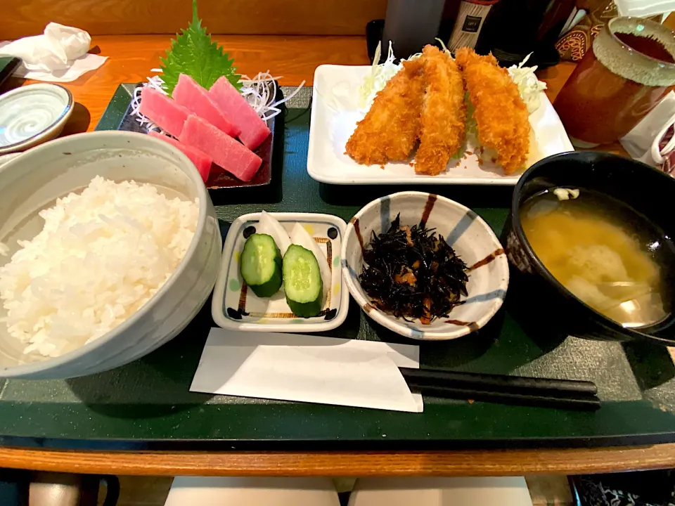 アジフライとマグロの定食|H.Kさん