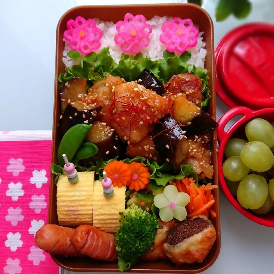 鶏とナスの甘酢ダレ弁当|りょこさん