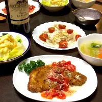 ミラノ風カツレツとカブのイタリア風サラダ、余った卵白で野菜スープ！|こうちゃんさん