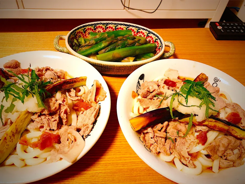 しゃぶしゃぶうどんとアスパラ|Rさん