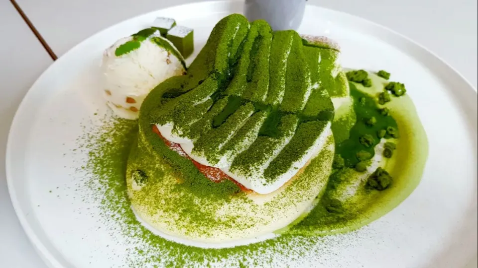 green tea souffle pancake|steven z.y.さん