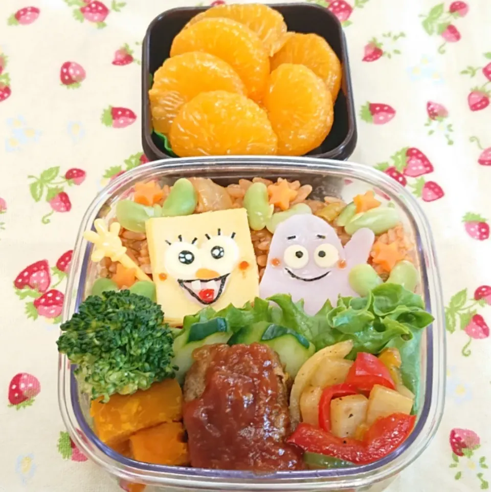 スポンジボブ&パトリックのケチャップライス弁当❤️|みちゅあしさん